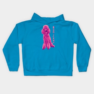 Pink Poodle Says Bonjour Kids Hoodie